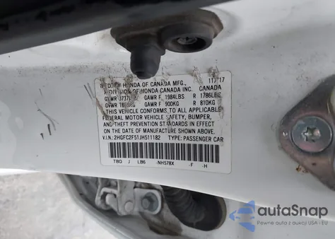 2018 Honda Civic Lx из США, поврежденный, VIN 2HGFC2F51JH511182